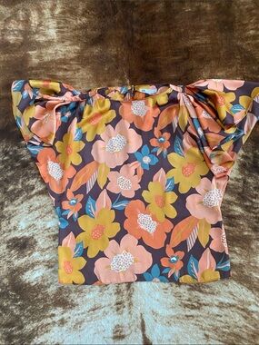 DR2 Orange Floral Ruffled Blouse